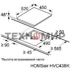 Электрическая варочная панель HOMSair HVС43BK Hi-Light, независимая, черный