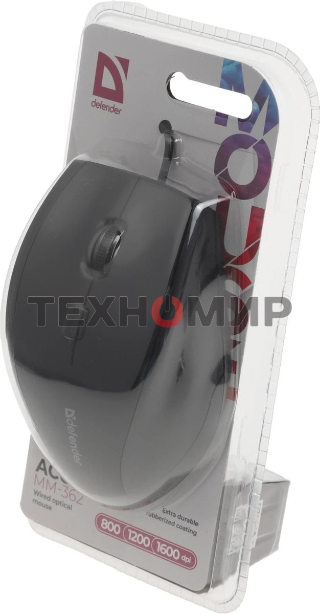 Мышь проводная Defender Accura MM-362 черный, 1600 dpi, USB, кнопки - 6