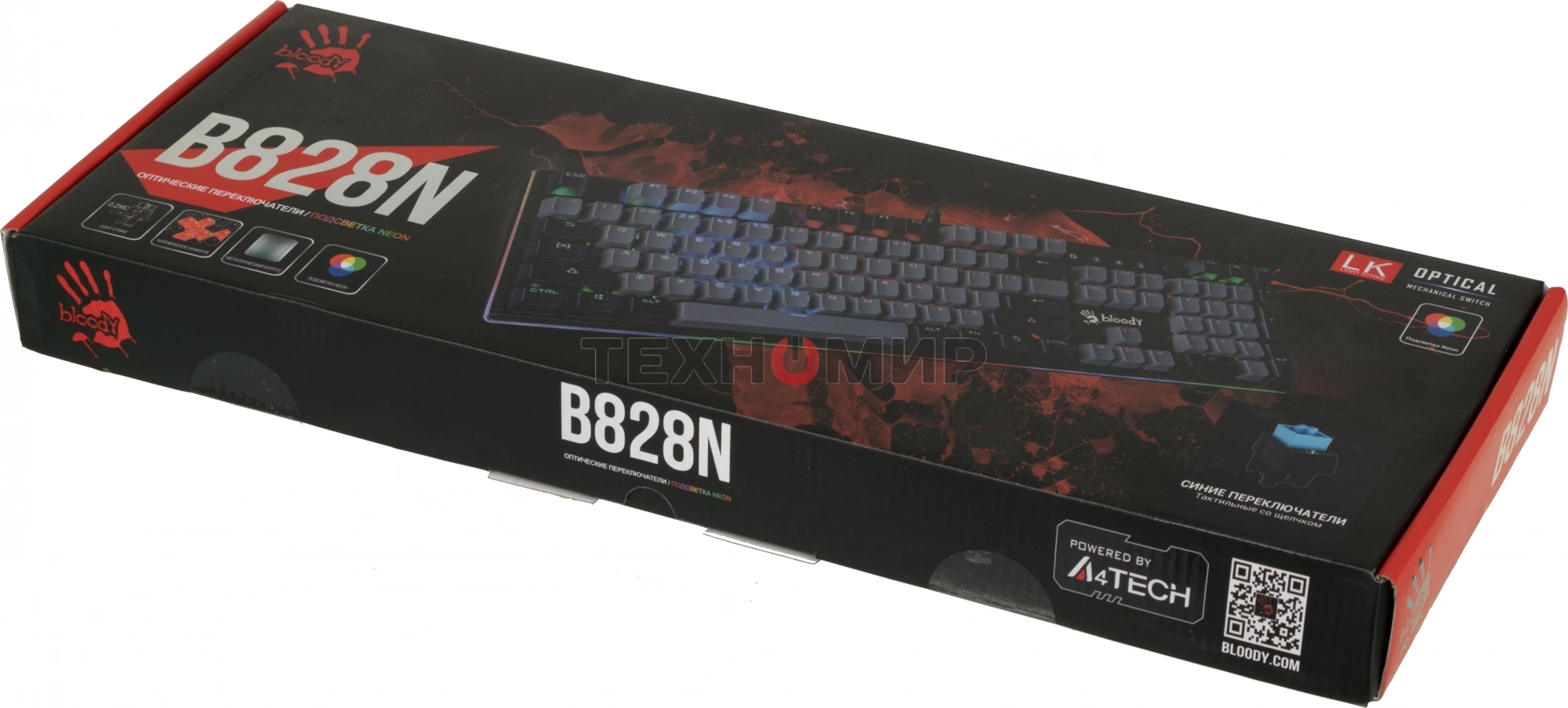 Клавиатура проводная A4Tech Bloody B828N USB черный/серый