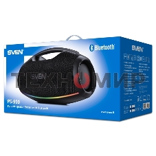 Портативная акустическая система SVEN PS-990, черный, 2.0, 2x90 Вт (RMS), IPx7, TWS, Bluetooth, USB, аккумулятор