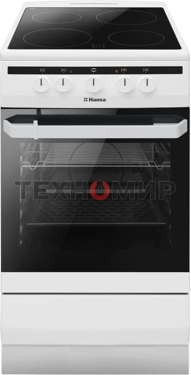 Плита электрическая Hansa FCCW54002 белый, конфорок 4 шт, духовка 68 л, 50 см x 85 см x 60 см