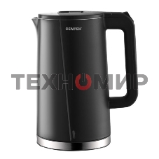Чайник электрический Centek CT-0005 черный, 1.7 л, 2200 Вт, бесшовная колба, двойные стенки, эффект термоса