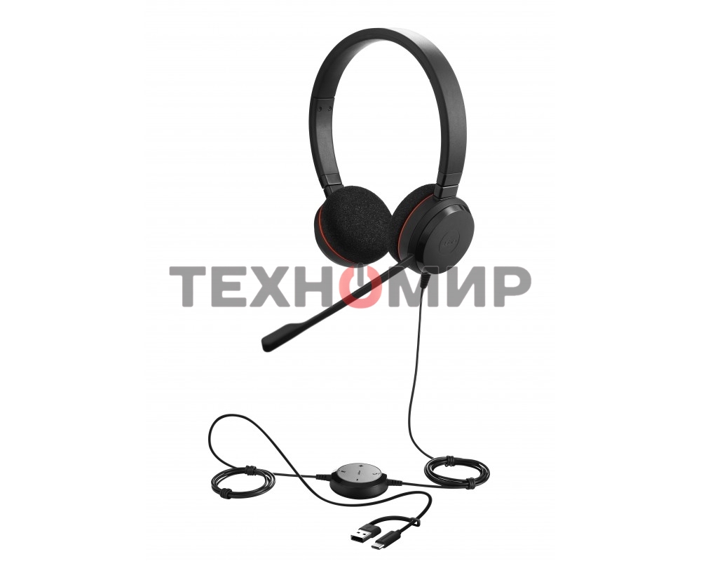 Проводная гарнитура Jabra Evolve 20, Stereo MS, USB C/A adapter (PN: 4999-823-169)