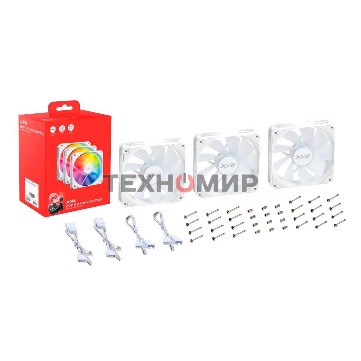 Вентилятор для корпуса ADATA XPG VENTO R 120 ARGb PWM белый, 120 мм, 1600 об/мин, 32 дБ, 4 pin