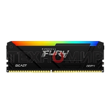 Оперативная память Kingston Fury Beast, DDR4, 16GB (1x16GB), 3600MHz, CL18, DIMM, с радиатором, RGB, черный