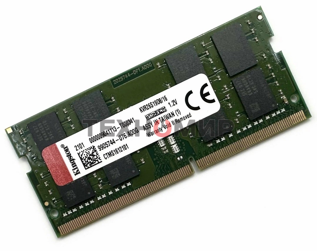 Оперативная память Kingston ValueRAM, DDR4, 16GB (1x16GB), 2666MHz, CL19, SO-DIMM