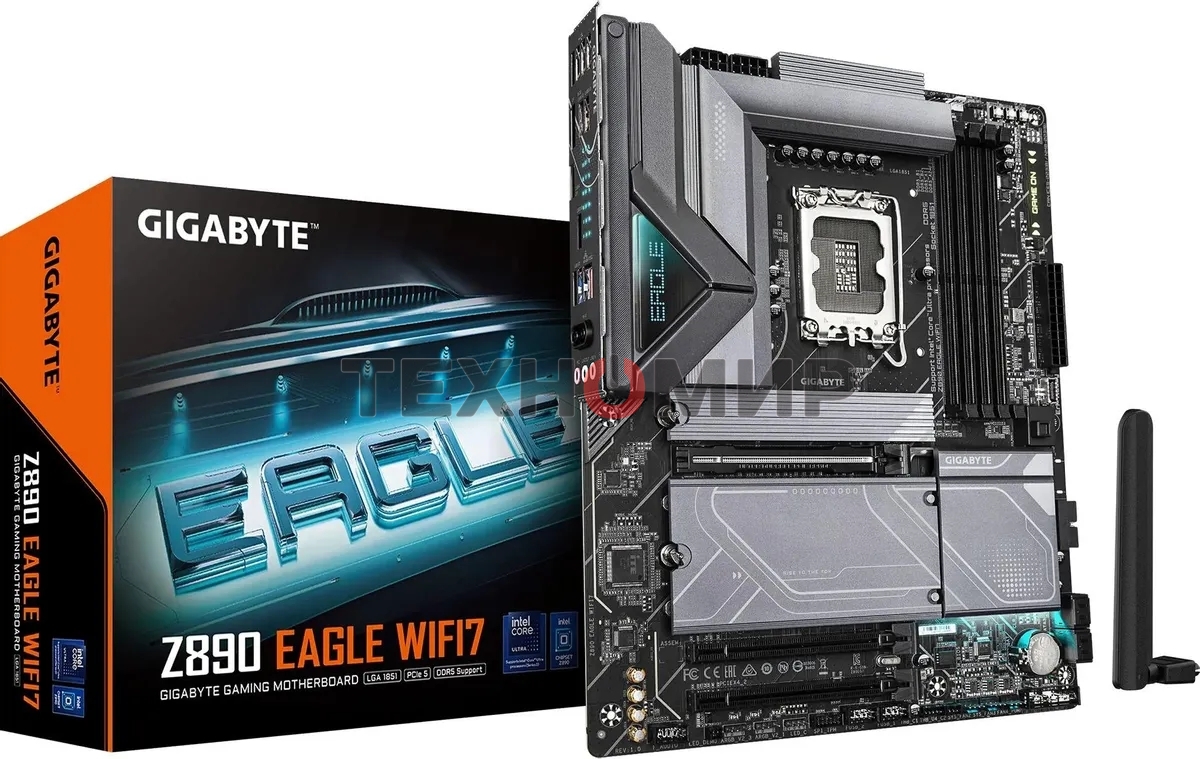 Материнская плата Gigabyte Z890 EAGLE WIFI7, LGA 1851, Intel Z890, 4xDDR5, 4xSATA, 4xM.2, 1xPCIe 5.0 x16, 2xPCIe 4.0 x4, 1xDP, 1xUSB Type-C, 1x2.5Gb LAN, 2xUSB-A 3.2 Gen 2, 3xUSB-A 3.2 Gen 1, 4xUSB 2.0, 3x3.5 мм, 7.1, ATX