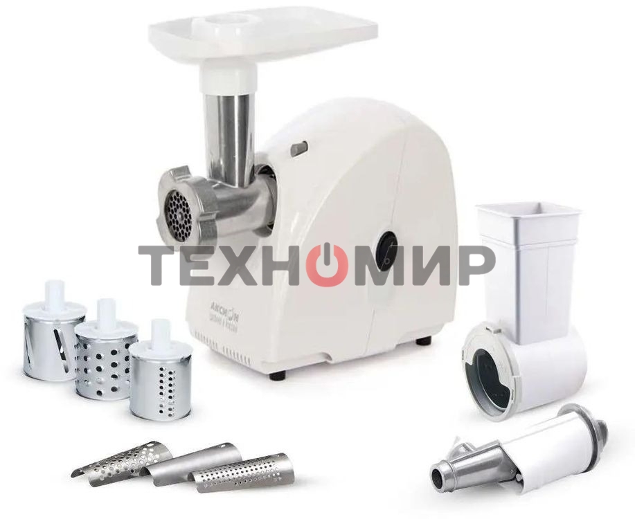 Мясорубка электрическая Аксион М32.02 белый, 1500 Вт, 1.7 кг/мин, защита от перегрузки, насадки - 5
