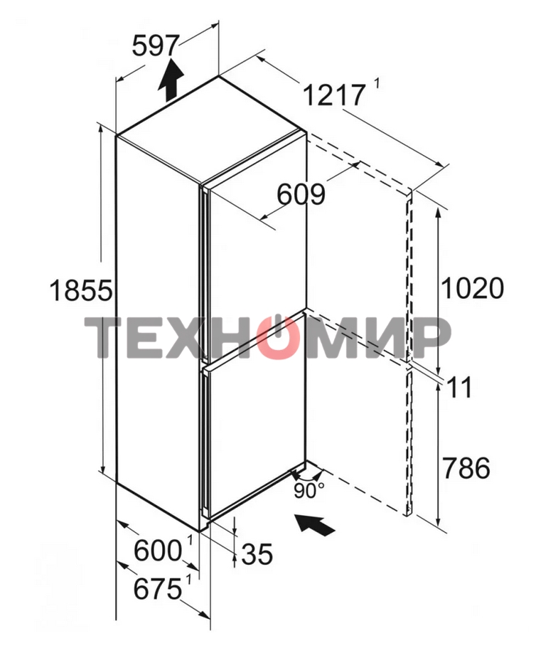 Холодильник Liebherr CBNC 5223-22 001 белый двухкамерный 216/94л морозилка снизу, No Frost