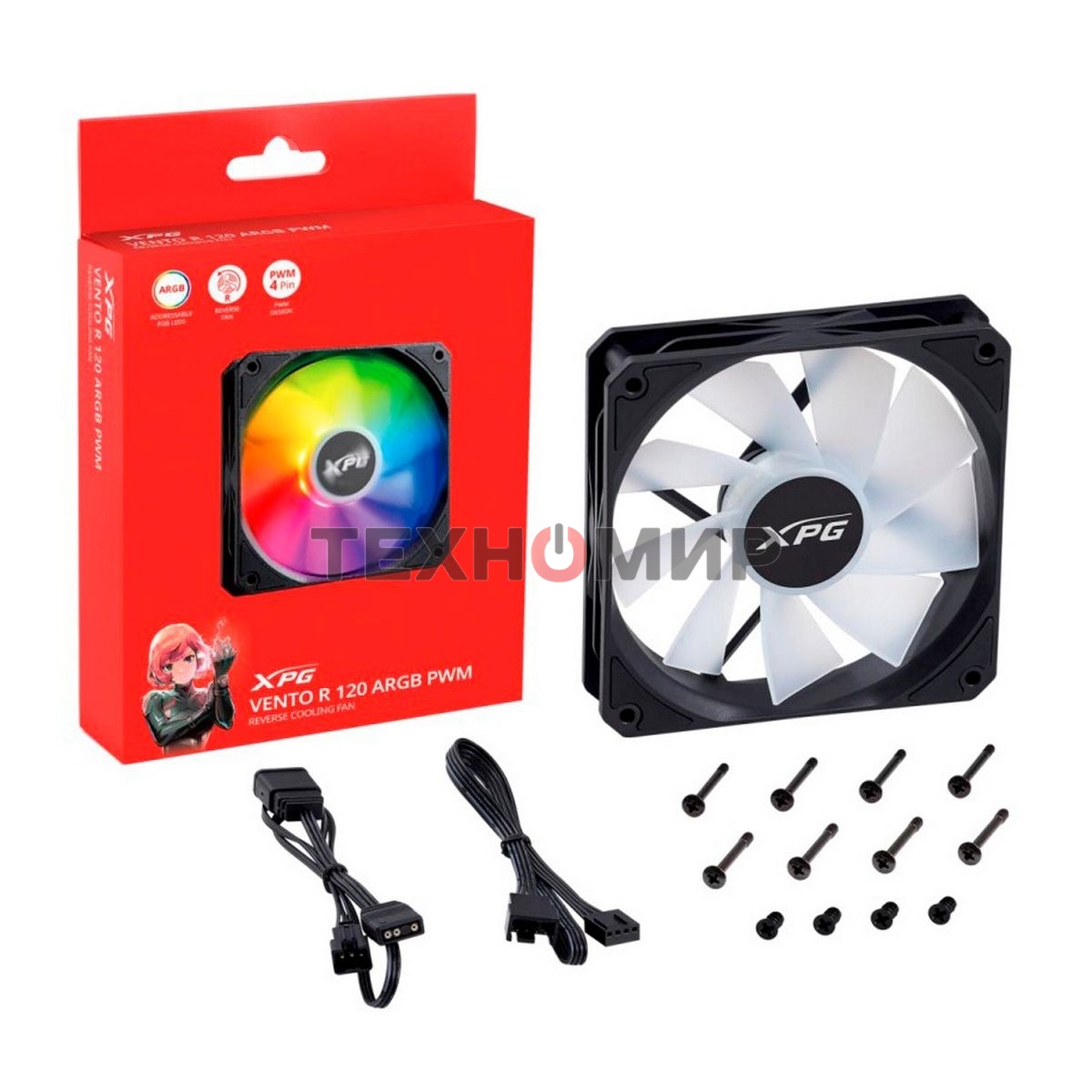 Вентилятор для корпуса ADATA XPG VENTO R 120 ARGb PWM черный, 120 мм, 1600 об/мин, 32 дБ, 4 pin