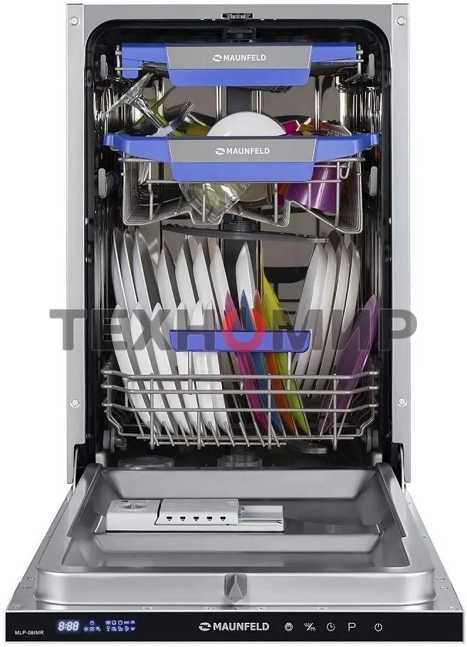 Встраиваемая посудомоечная машина Maunfeld MLP-08IMR, белый/черный, 44.5 см, 10 компл., 47 дБ, класс A++