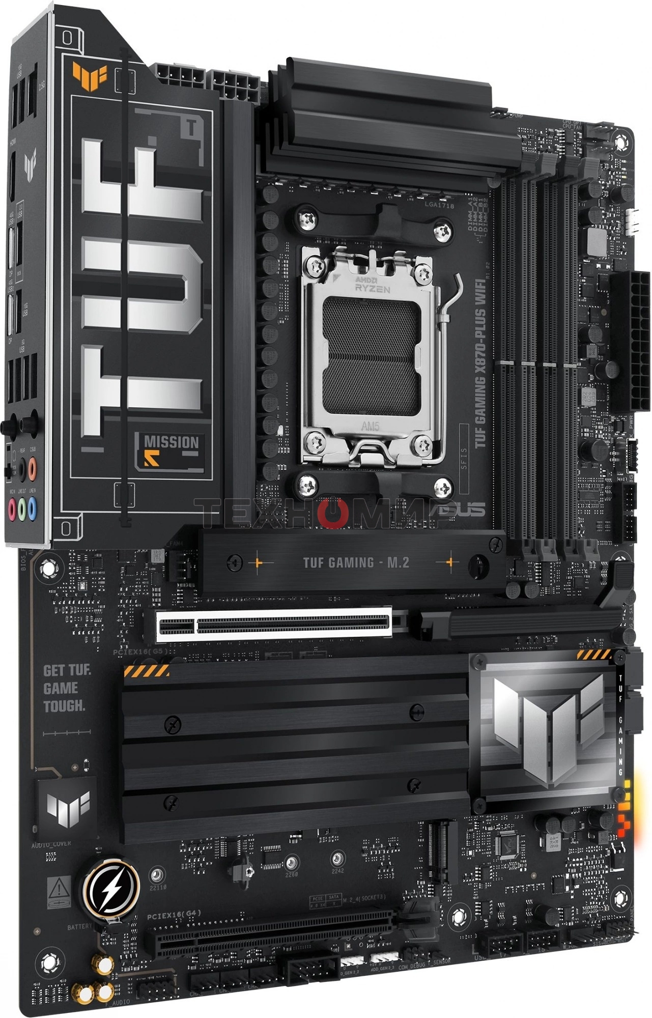 Материнская плата ASUS TUF GAMING X870-PLUS WIFI, AM5, AMD X870, 4xDDR5, 2xSATA, 4xM.2, 1xPCIe 5.0 x16, 1xPCIe 4.0 x4, 1xHDMI, 1xUSB-C 3.2 Gen 2, 1xUSB-C 3.2 Gen 2x2, 2xUSB-C 4.0, 1x 2.5Gb LAN, 1xUSB-A 2.0, 3xUSB-A 3.2 Gen 2, 4xUSB-A 3.2 Gen 1, 5x3.5 мм, 