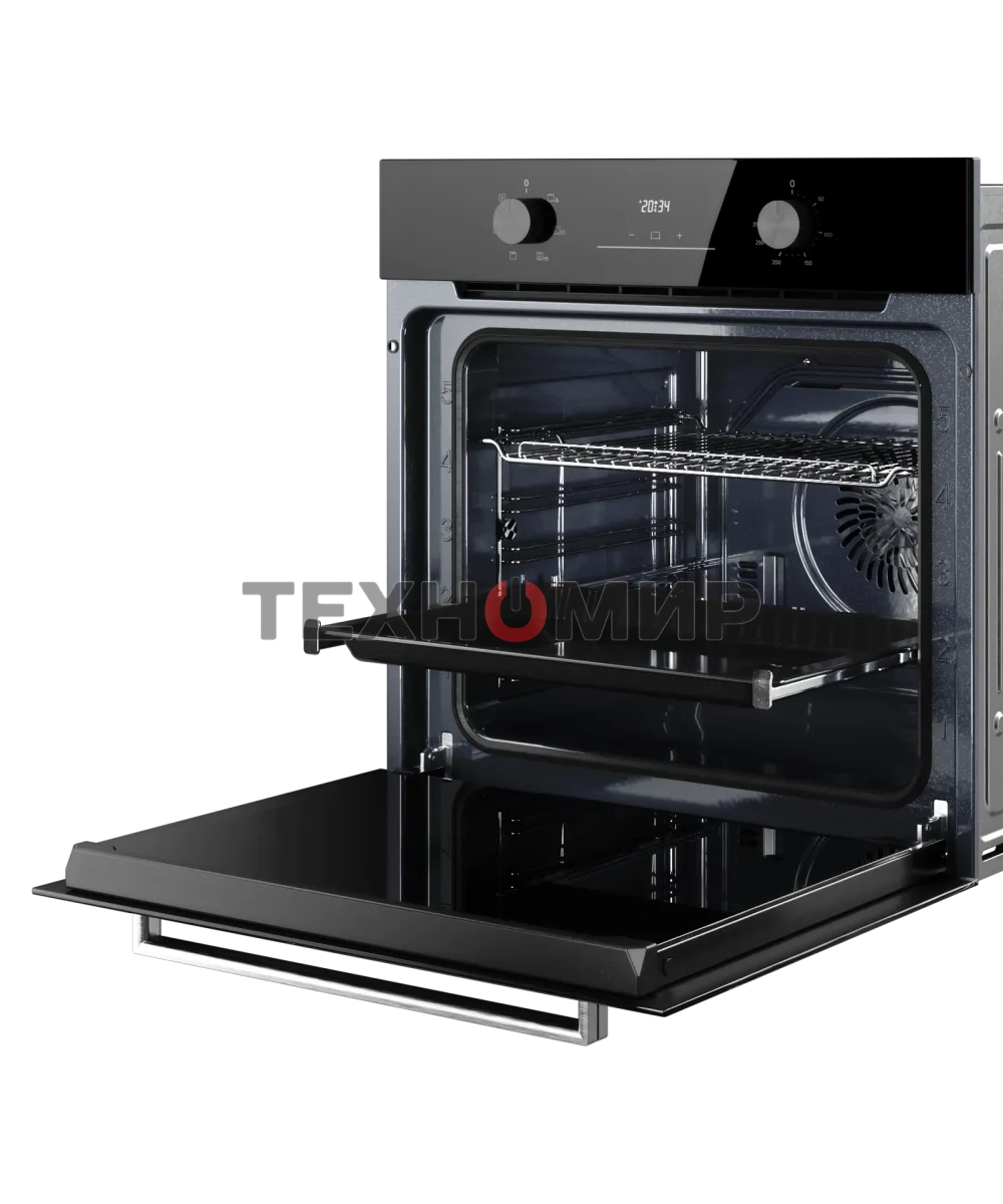 Духовой шкаф Kuppersberg HO 606 X line, High-Tech, 78 л, поворотное управление, дисплей, таймер, 6 режимов, макс. температура 310 градусов, телескопические направляющие (на 1 уровень), цвет черный, цвет фурнитуры нержавеющая сталь