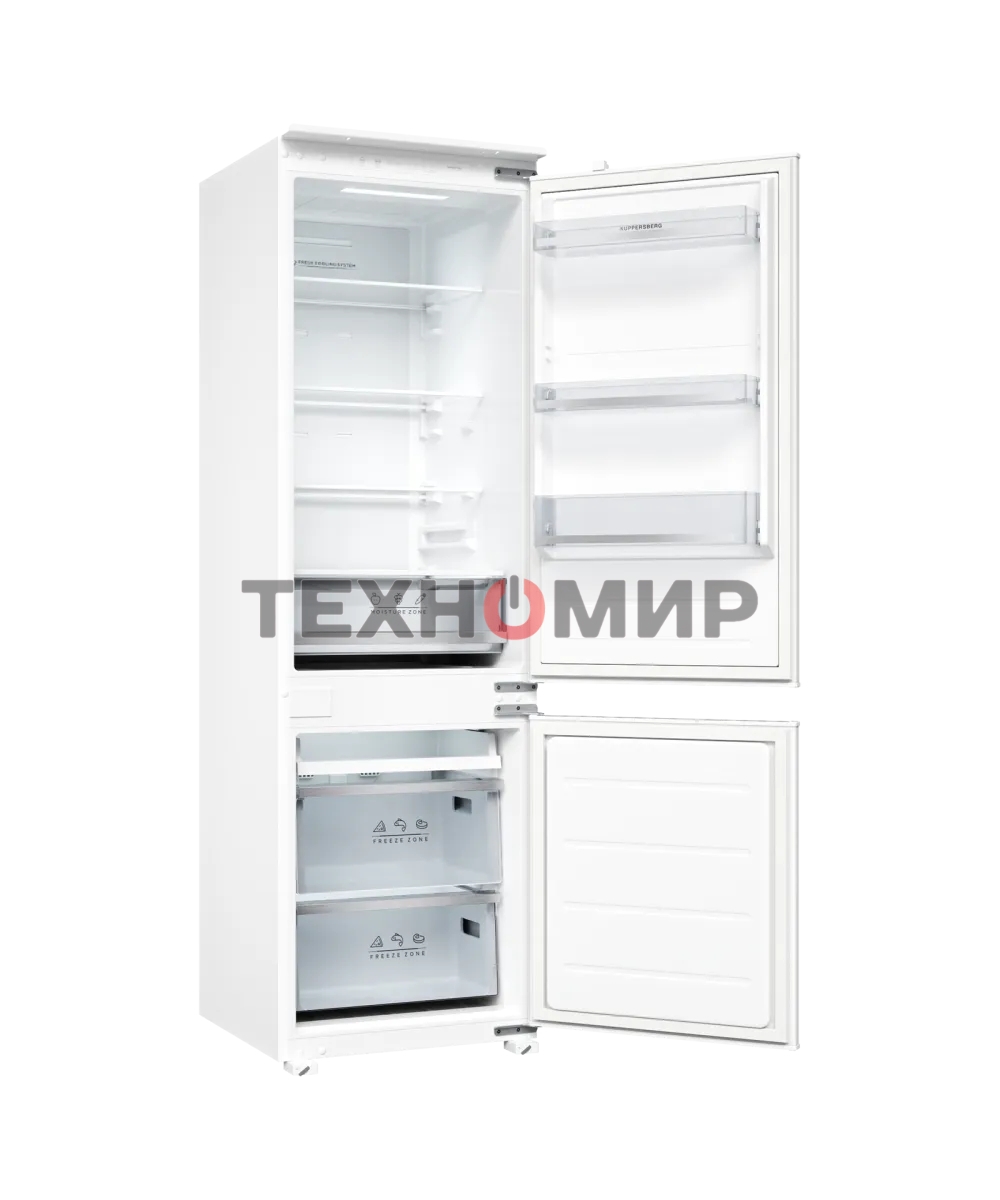 Встраиваемый холодильник Kuppersberg RBN 1761, High-Tech, ВхШхГ 178.5х54х55 см, объем 274 л, инверторный компрессор, электронное управление, скользящее крепление фасада, No Frost, LED освещение, супер заморозка, энергоэффективность А++