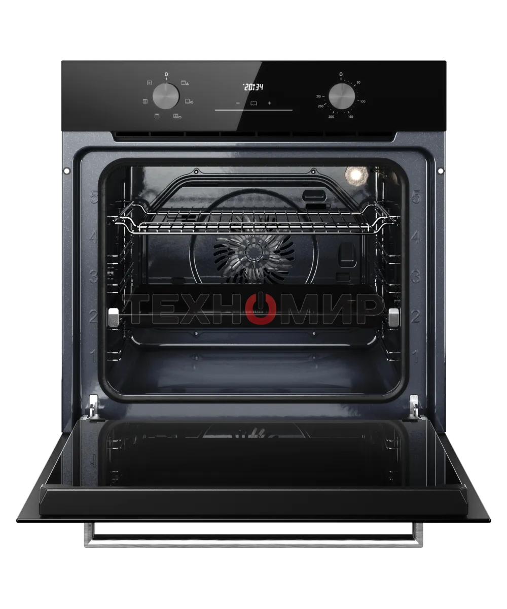 Духовой шкаф Kuppersberg HO 606 X line, High-Tech, 78 л, поворотное управление, дисплей, таймер, 6 режимов, макс. температура 310 градусов, телескопические направляющие (на 1 уровень), цвет черный, цвет фурнитуры нержавеющая сталь