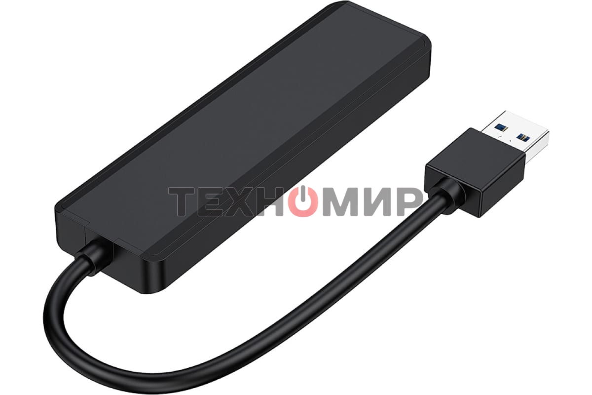 Концентратор USB 3.0 Gembird UHB-C414, 4 порта, кабель 19см, с доп питанием (Type-C)