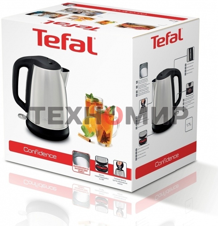 Чайник электрический Tefal KI270D30 1.7л. 2400Вт серебристый (корпус: металл)