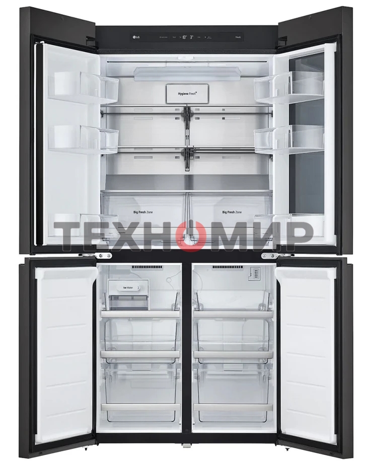 Холодильник LG GR-A24FQAKM серый трехкамерный 382/145л морозилка снизу, No Frost, Side by Side