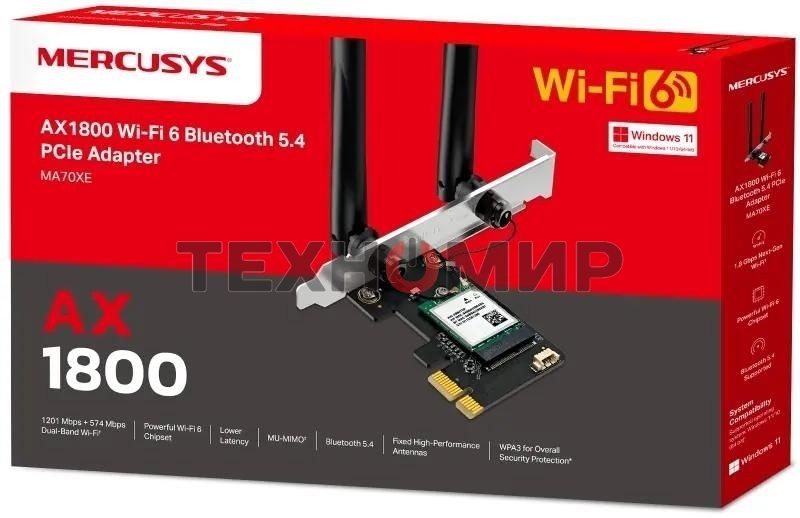Двухдиапазонный беспроводной адаптер Mercusys MA70XE PCI-Express Wi-Fi с Bluetooth