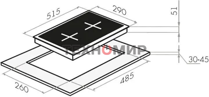 Газовая варочная панель Maunfeld EGHE.32.6CB/G
