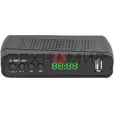 Приставка для цифрового ТВ Hyundai H-DVB520 черный, DVB-T2, DVB-T, DVB-C, HDMI, USB 2.0 х2
