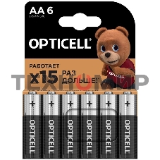 Элемент питания алкалиновый AA/LR6 (блист. 6шт) Basic Opticell 5051006