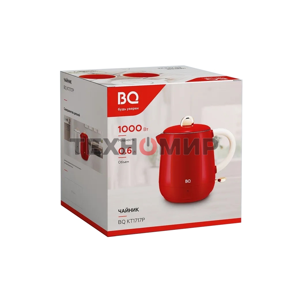 Чайник электрический BQ KT1717P Red. Мощность:1000 Вт, Объем 0,6л