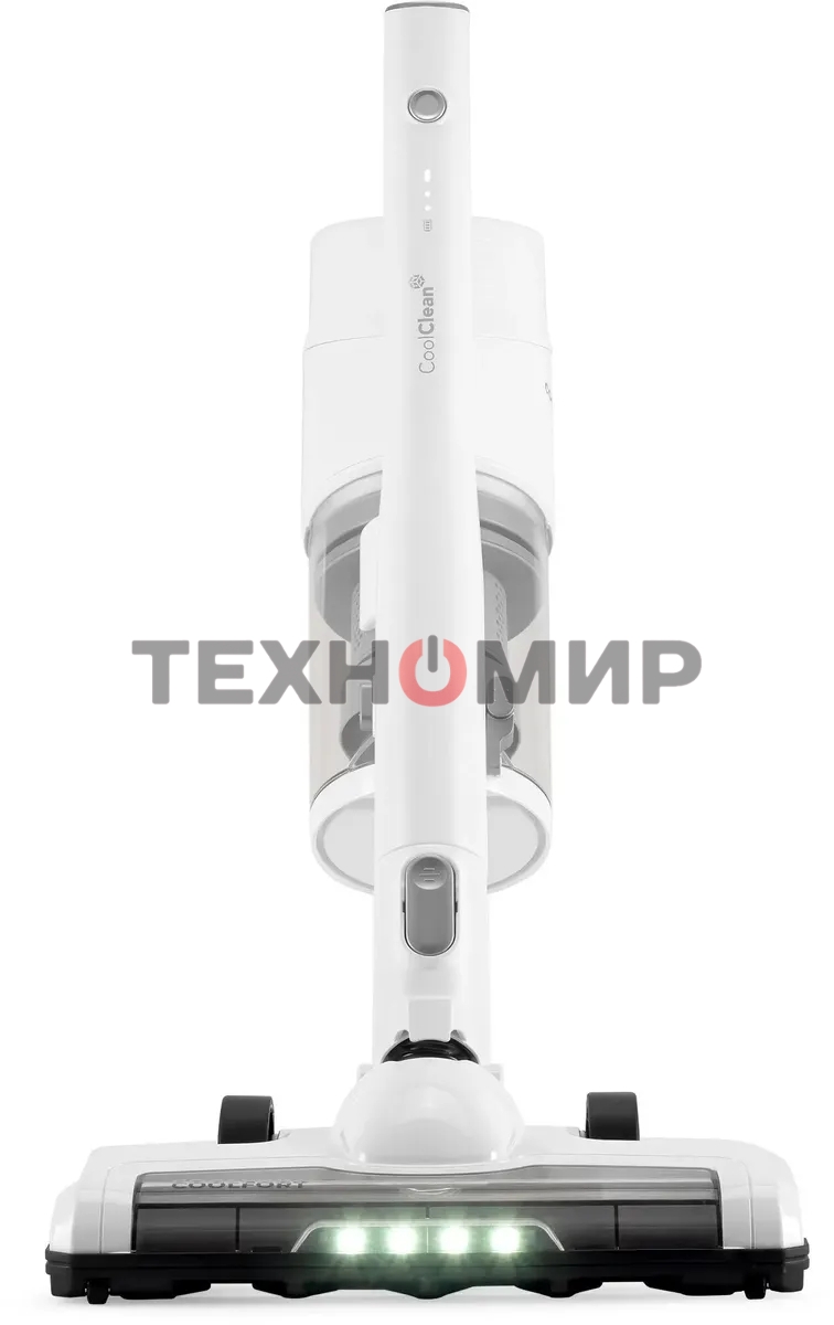 Пылесос вертикальный Coolfort CF-3004 белый, питание от аккумулятора, 150 Вт, уборка сухая/влажная, пылесборник 0,5 л, работа от АКБ max 30 мин.