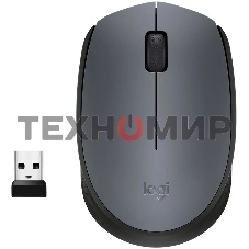 Мышь беспроводная Logitech M170 черный/темно-серый, 1000 dpi, радиоканал, USB, кнопки - 3