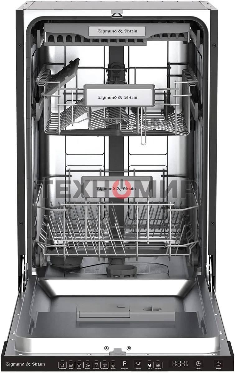 Встраиваемая посудомоечная машина Zigmund & Shtain DW 308.4, черный, 44.8 см, 11 компл., 49 дБ, класс A++
