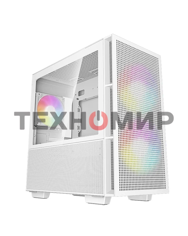 Компьютерный корпус Deepcool CH360 WH без БП, боковое окно (закаленное стекло), 2x140мм ARGb LED вентилятор спереди и 1x120мм ARGb LED вентилятор сзади, белый, mATX