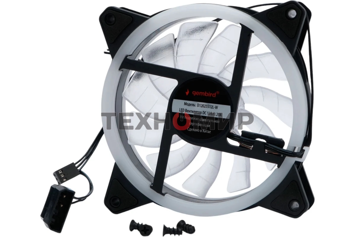 Вентилятор для корпуса Gembird черный, 120 мм, 1200 об/мин, 20.5 дБ, 3 pin