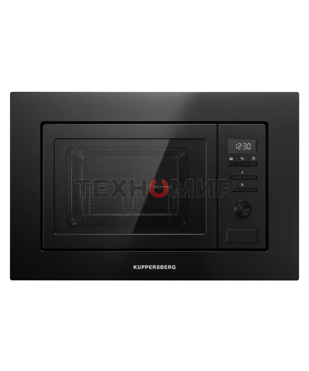 Встраиваемая микроволновая печь Kuppersberg HMW 621 B, объем 20 л, мощность 800 Вт, 5 уровней мощности, гриль, 8 автоматических программ, размораживание, кнопочное управление/утапливаемый поворотный переключатель, черный