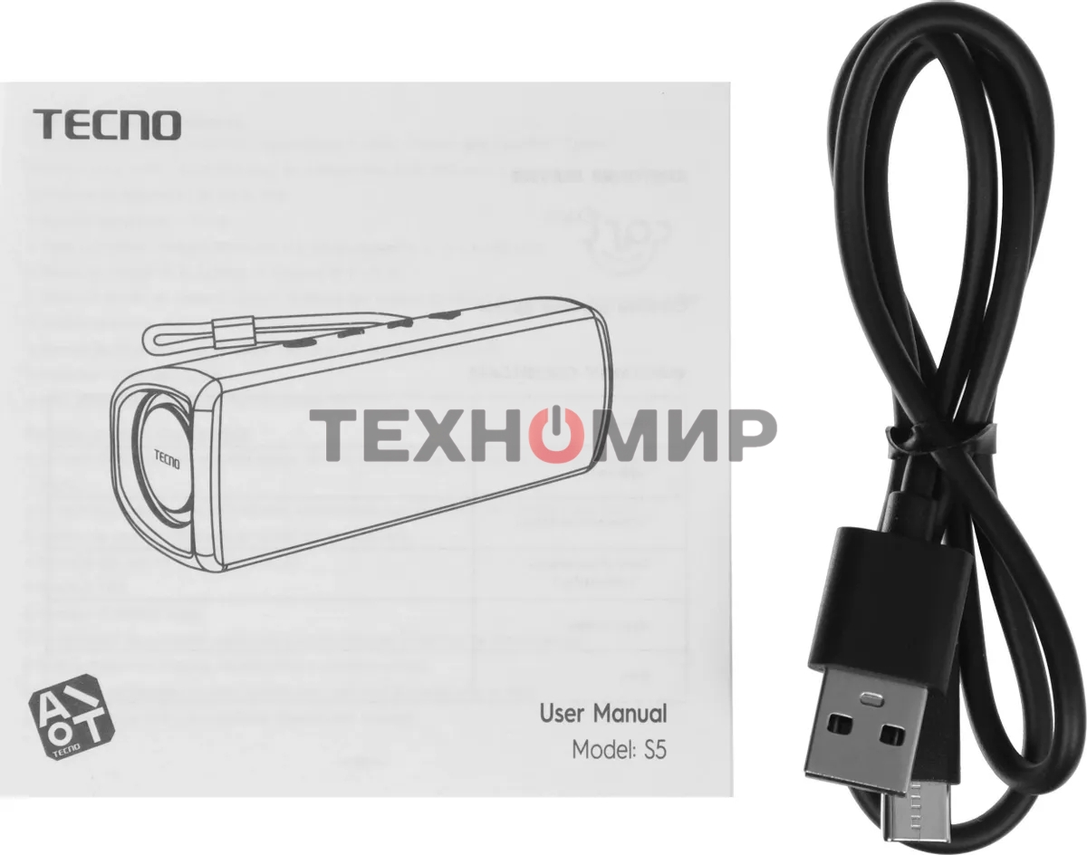 Колонка портативная Tecno S5 Square черный 30W 1.1 BT 4000mAh (S5)
