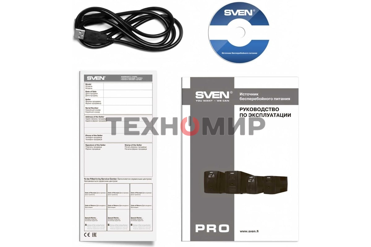 Источник бесперебойного питания SVEN Pro 1000 1000VA/720W USB, RJ-45 (3 EURO) 