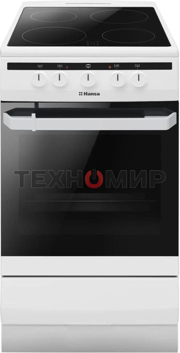 Плита электрическая Hansa FCCW54002 белый, конфорок 4 шт, духовка 68 л, 50 см x 85 см x 60 см