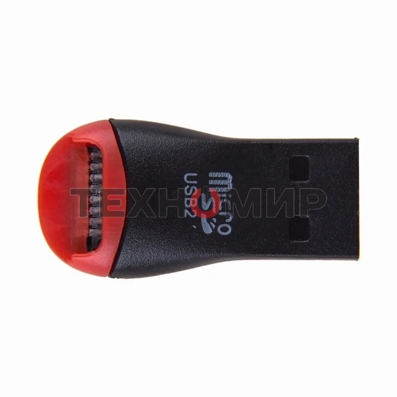 Кард-ридер Rexant 18-4110/черный-красный/SD/microSD/microSDHC/USB 2.0/пластик