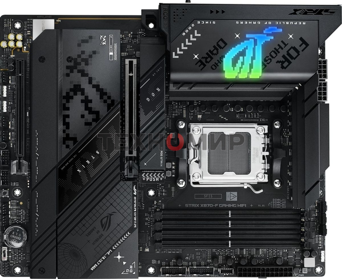 Материнская плата ASUS ROG STRIX X870-F GAMING WIFI, AM5, AMD X870, 4xDDR5, 2xSATA, 4xM.2, 1xPCI-E 5.0 x16, 1xPCI-E 4.0 x4, 1xHDMI, 1xDP, 2xUSB-C USB4, 1xUSB-C 10Gbps, 5xUSB-A 10Gbps, 4xUSB-A 5Gbps, 1x 2.5Gb LAN, 2x3.5 мм, 7.1, ATX