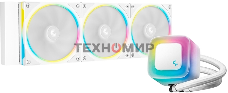 Система жидкостного охлаждения Deepcool LE360 PRO Wh ARGb Soc-AM5/AM4/1200/1700/1851 белый 4-pin 19-33dB Al 300W 1817gr Ret (R-LE360PRO-WHAMMC-G-1)