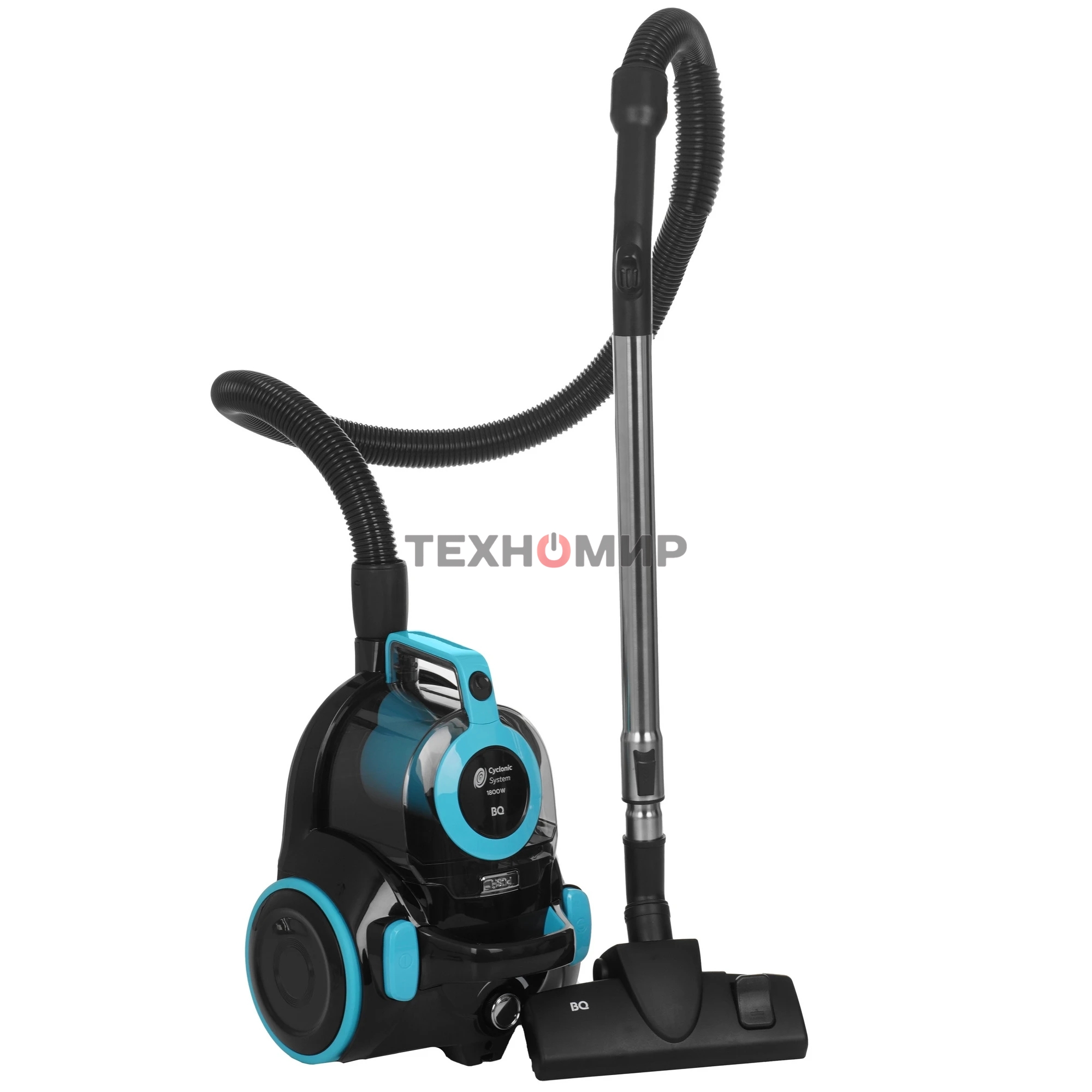 Пылесос BQ VC1810C черный/голубой, 380/1800 Вт, уборка сухая, пылесборник циклон 2.5 л