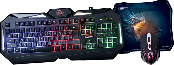 Игровой комплект Qumo Spirit Of Wisdom, клавиатура мышь проводная, оптическая коврик