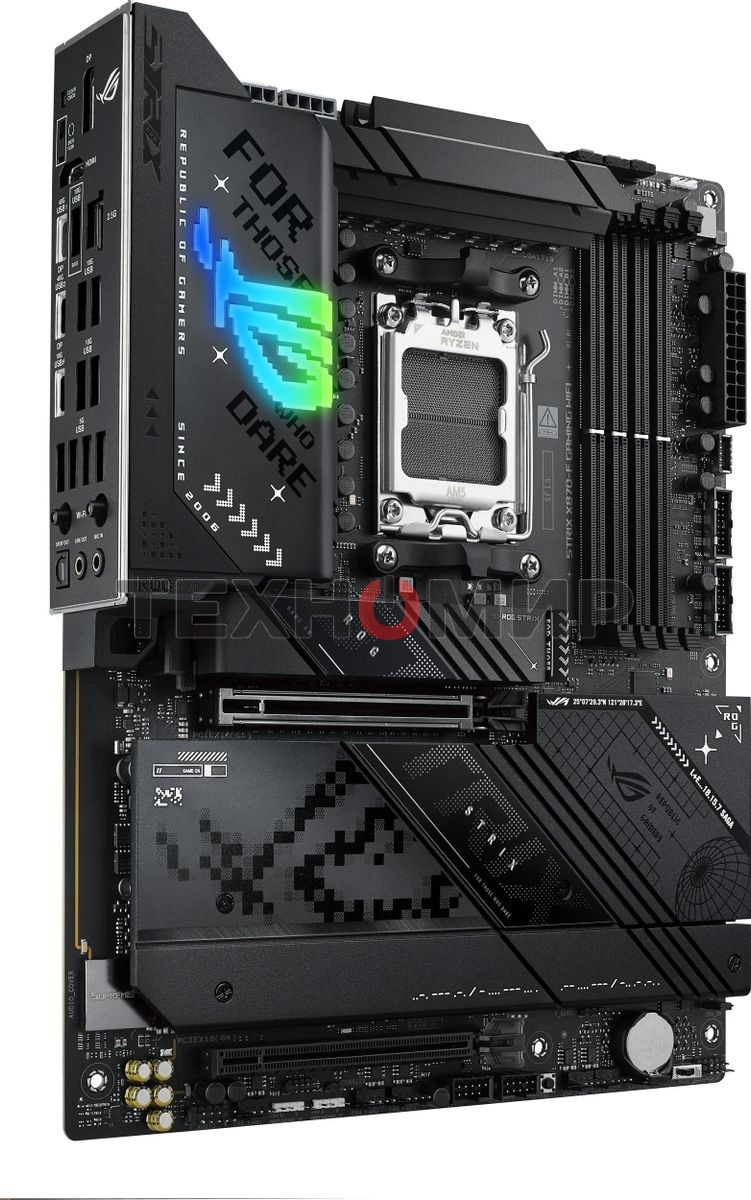 Материнская плата ASUS ROG STRIX X870-F GAMING WIFI, AM5, AMD X870, 4xDDR5, 2xSATA, 4xM.2, 1xPCI-E 5.0 x16, 1xPCI-E 4.0 x4, 1xHDMI, 1xDP, 2xUSB-C USB4, 1xUSB-C 10Gbps, 5xUSB-A 10Gbps, 4xUSB-A 5Gbps, 1x 2.5Gb LAN, 2x3.5 мм, 7.1, ATX