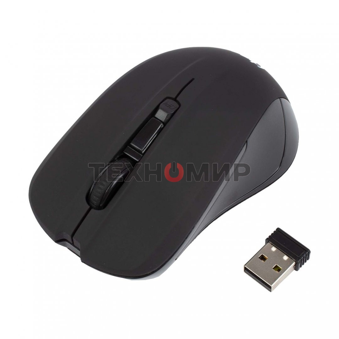 Мышь беспроводная HIPER HOMW-101, 1000-1600 dpi, оптический, 4 кнопки, Soft-touch покрытие, USB-приемник, 2,4 ГГц, батарея 1хАА, черный (HOMW-101)