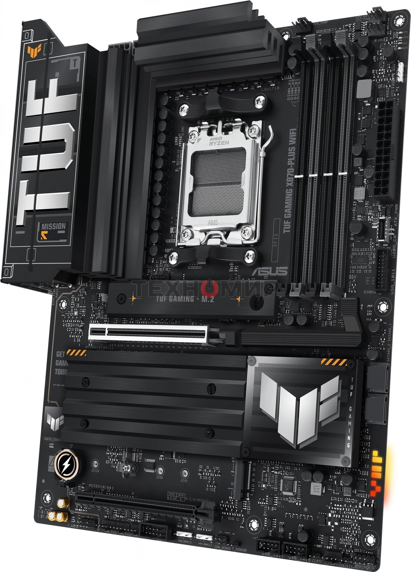 Материнская плата ASUS TUF GAMING X870-PLUS WIFI, AM5, AMD X870, 4xDDR5, 2xSATA, 4xM.2, 1xPCIe 5.0 x16, 1xPCIe 4.0 x4, 1xHDMI, 1xUSB-C 3.2 Gen 2, 1xUSB-C 3.2 Gen 2x2, 2xUSB-C 4.0, 1x 2.5Gb LAN, 1xUSB-A 2.0, 3xUSB-A 3.2 Gen 2, 4xUSB-A 3.2 Gen 1, 5x3.5 мм, 