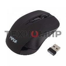 Мышь беспроводная HIPER HOMW-101, 1000-1600 dpi, оптический, 4 кнопки, Soft-touch покрытие, USB-приемник, 2,4 ГГц, батарея 1хАА, черный (HOMW-101)