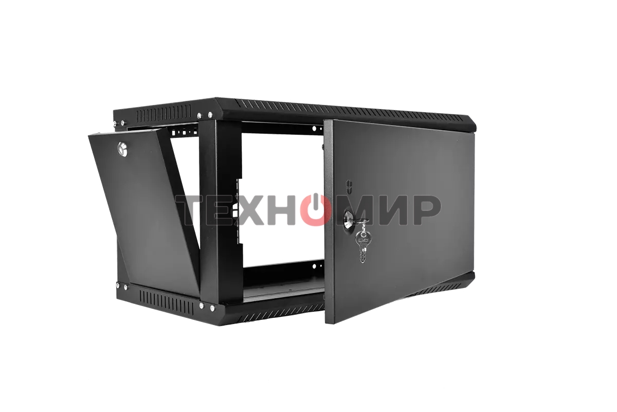 Шкаф телекоммуникационный настенный разборный ЦМО ЭКОНОМ 9U (600 x 520) дверь металл, черный (ШРН-Э-9.500.1-9005)