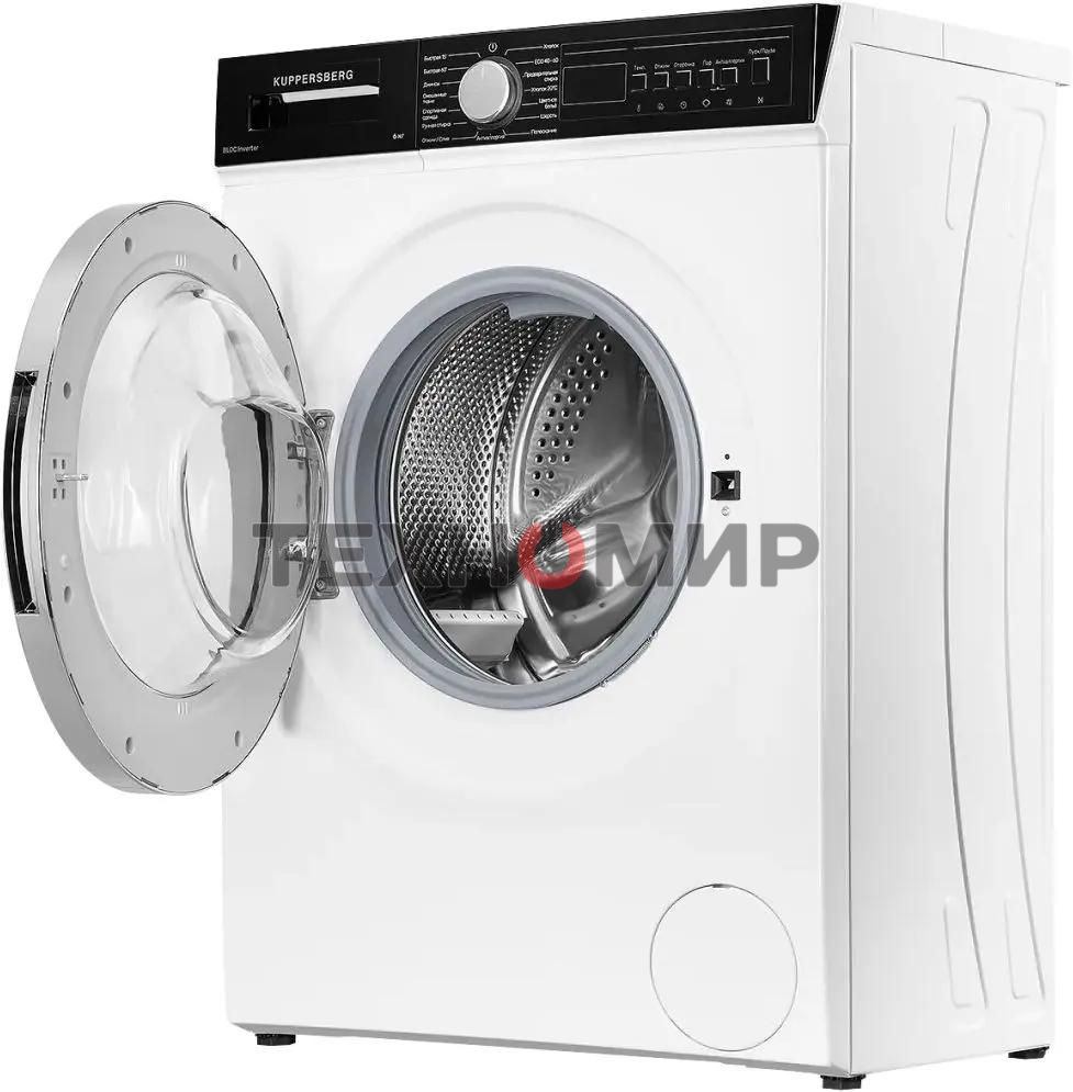 Отдельностоящая стиральная машина Kuppersberg WM 410 W, глубина 45 см, загрузка белья 6 кг, кнопочное управление, Отжим 1200 об.мин, 15 программ, Отложенный старт, Блокировка от детей, Уровень шума при стирке 50 дБ, Уровень шума при отжиме 75 дБ, Барабан 