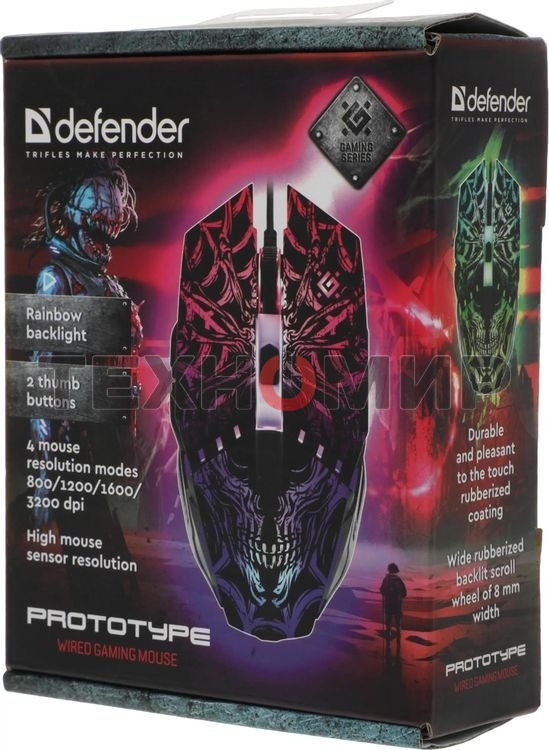 Мышь проводная Defender Prototype GM-670L черный, 2400 dpi, USB, кнопки - 6