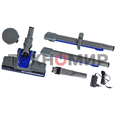 Пылесос вертикальный SUPRA VCS-4094 синий/серый, питание от аккумулятора, 130 Вт, уборка сухая, пылесборник 0.6 л, работа от АКБ max 30 мин.