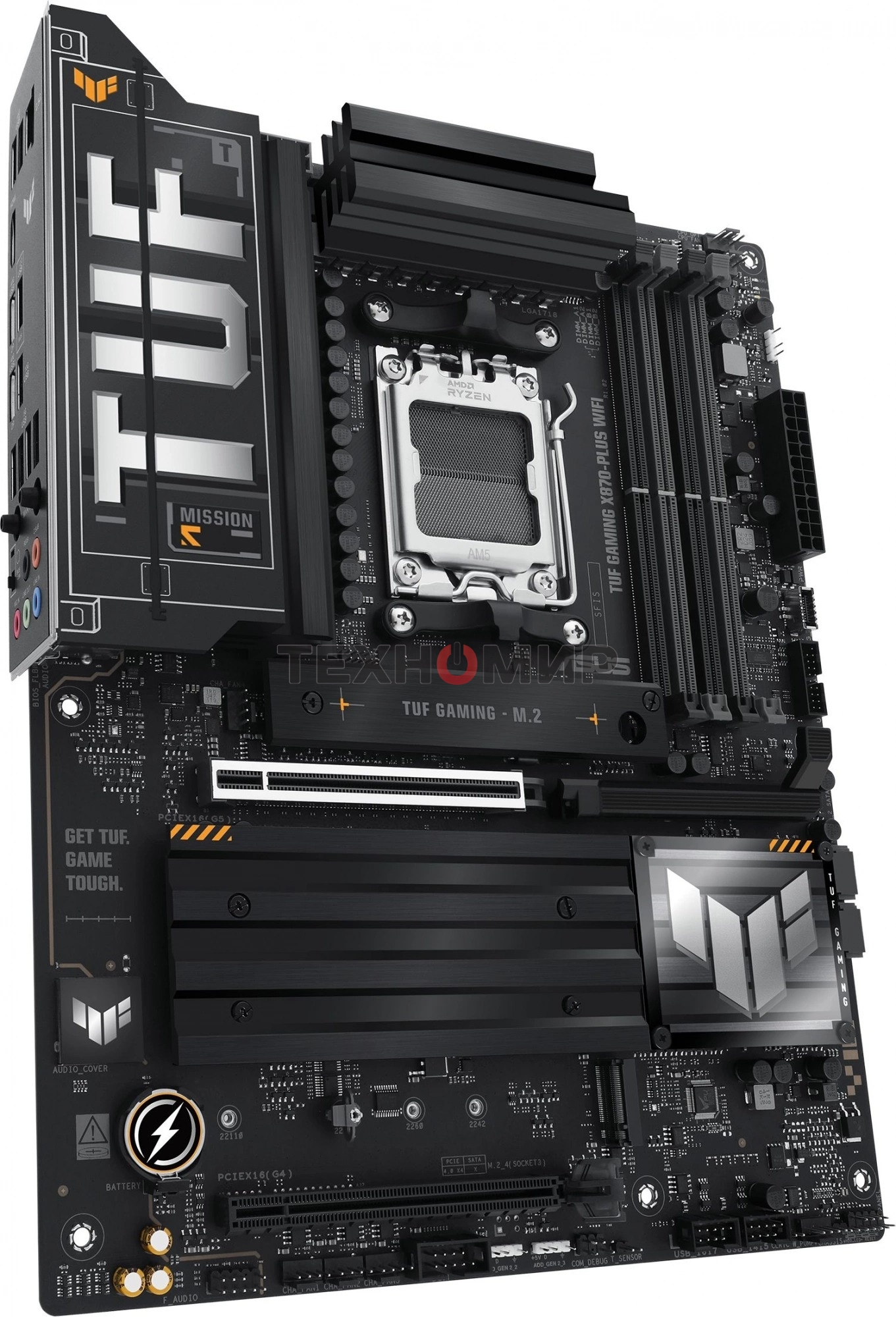 Материнская плата ASUS TUF GAMING X870-PLUS WIFI, AM5, AMD X870, 4xDDR5, 2xSATA, 4xM.2, 1xPCIe 5.0 x16, 1xPCIe 4.0 x4, 1xHDMI, 1xUSB-C 3.2 Gen 2, 1xUSB-C 3.2 Gen 2x2, 2xUSB-C 4.0, 1x 2.5Gb LAN, 1xUSB-A 2.0, 3xUSB-A 3.2 Gen 2, 4xUSB-A 3.2 Gen 1, 5x3.5 мм, 